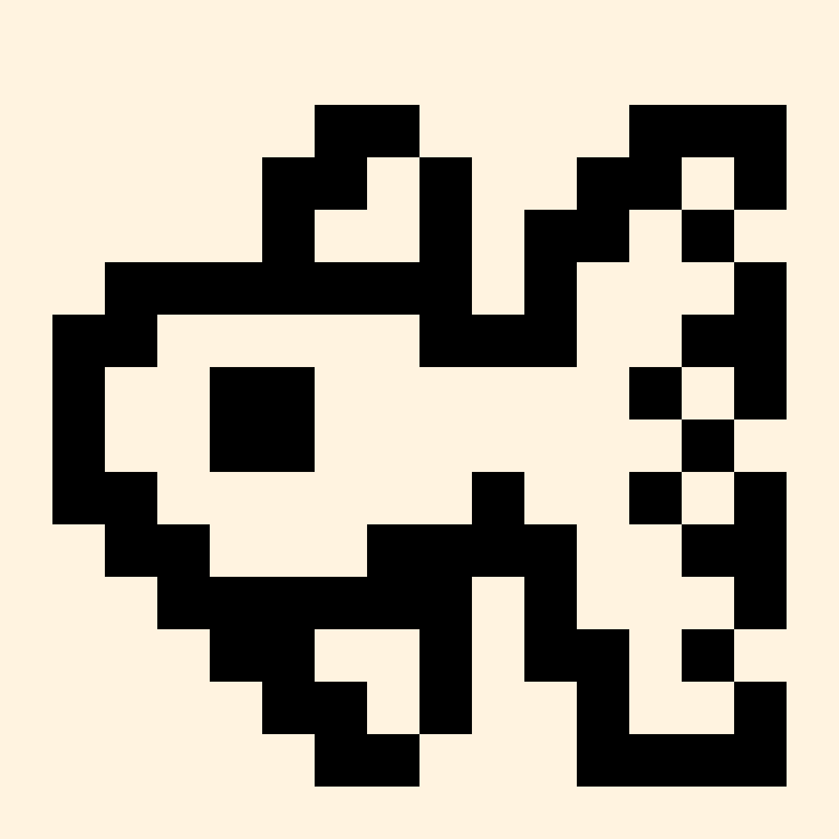 favicon two tone pixel art of a large eyed guppy